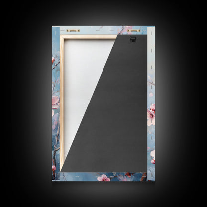 Cherry Blossom Painting Framed Canvas Print | Japanese Sakura Wall Art | Light Pink Wall Art Above Sofa Decor | Floral Nature Print