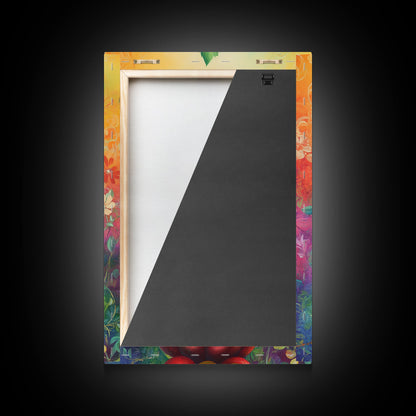 Fruit Pyramid Canvas Print with Whimsical Still Life Art, Vibrant Food Review Wall Art, Rustic Farmhouse Decor for Kitchen or Dining Area