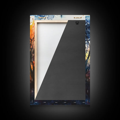 Autumn Whimsical Scene Framed Canvas Print Nature Inspired Art Vibrant Colors Rustic Fall Decor Wildflower Painting Living Room Gift Idea