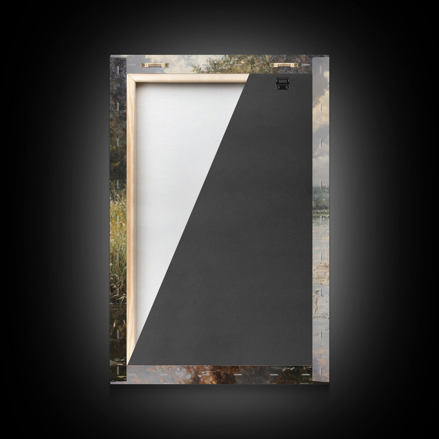 Splashed Stallion Crossing Water Framed Canvas Print Vintage Horse Art Rustic Wall Art Living Room Gift Idea Boho Style