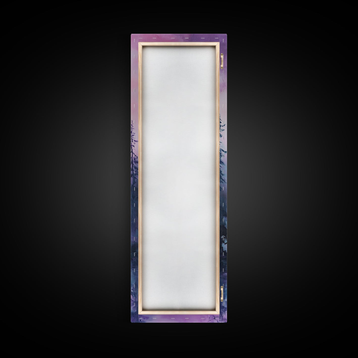 Misty Mountains, smoky mountain art, light pink wall art, framed canvas print, soft pastel art, pine tree art, above couch art