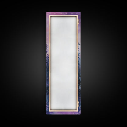 Misty Mountains, smoky mountain art, light pink wall art, framed canvas print, soft pastel art, pine tree art, above couch art