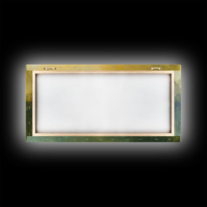 Abstract Landscape, Moody Art, Horizon Painting, Green Wall Art, Extra Wide Art, Panoramic Art, Framed Canvas Print, Living Room Art