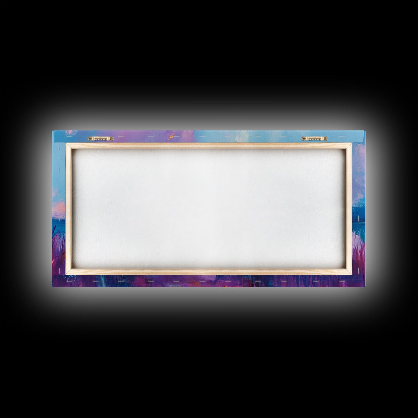 Lagerfeuer bei Sonnenuntergang, Küstenmotiv, Wandbild in Rosa und Orange, Extra breites Bild, Horizontales Wandbild, Gerahmter Leinwanddruck, Stimmungsvolle Kunst