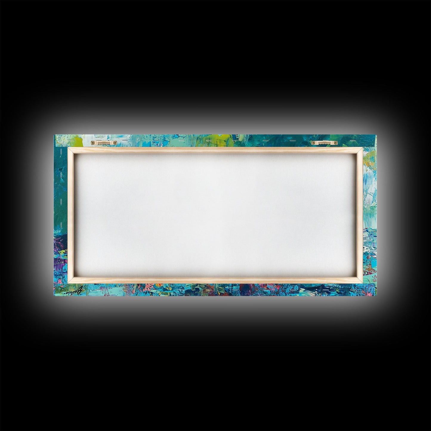 Entenfamilie, Vogelkunst, verspielte Kunst, türkisfarbene Wandbilder, Geschenkidee für sie, Landschaftsmalerei, extra breite Kunstwerke, gerahmter Leinwanddruck