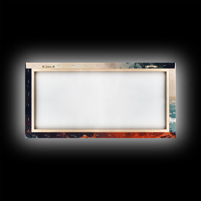 Coastal Road, southwest wall art, rustic decor, coastal landscape art, boho art, panoramic painting, gift idea for him, Canvas Print