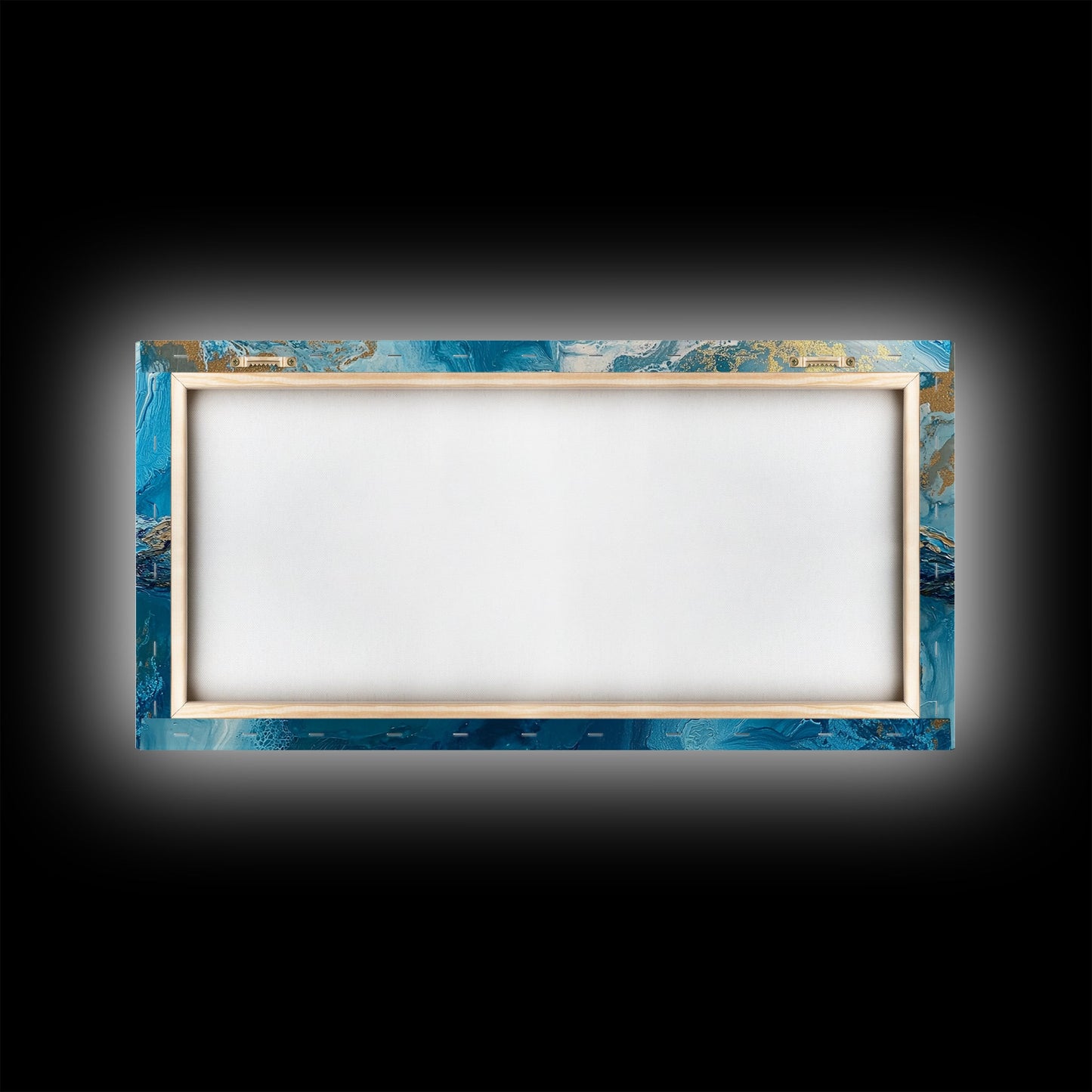 Ozeanseil, maritime Dekoration, blau-goldene Wandkunst, Küstenmalerei, Seestückmalerei, horizontale Wandkunst, gerahmter Leinwanddruck