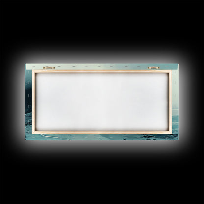 Nebelstrand, Küstenmotiv, maritime Malerei, stimmungsvolle Kunst, extrabreite Kunst, horizontale Wandkunst, Leinwanddruck, Schlafzimmerkunst