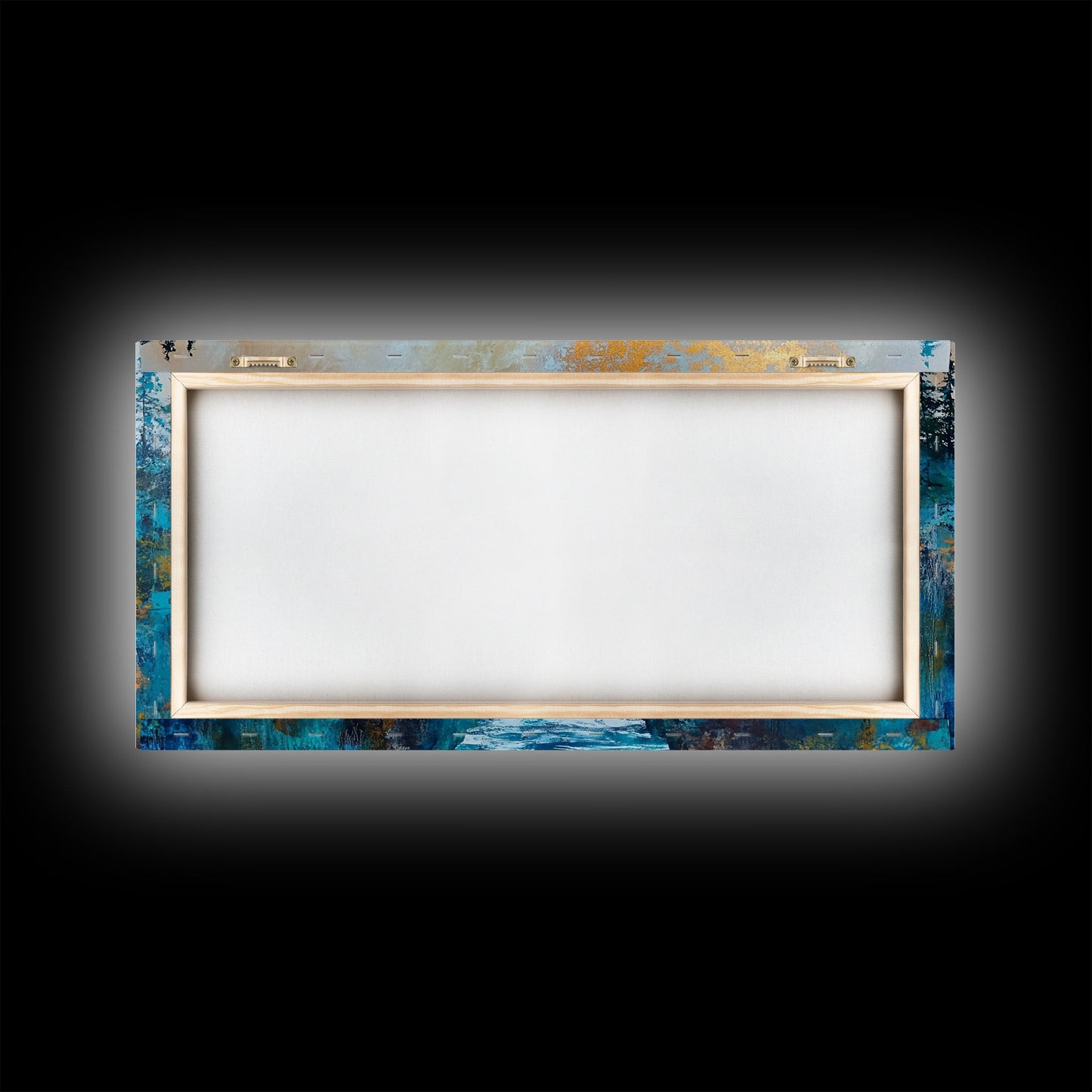 Stahlbrücke, Landschaftsmalerei, Berglandschaft, Panoramabild, gerahmter Leinwanddruck, Wandbild in Blau und Grün