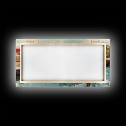 Hafenboote, Gemälde von Nantucket, Küstenmalerei, maritime Wandkunst, Fischergemälde, gerahmter Leinwanddruck, extra breites Kunstwerk