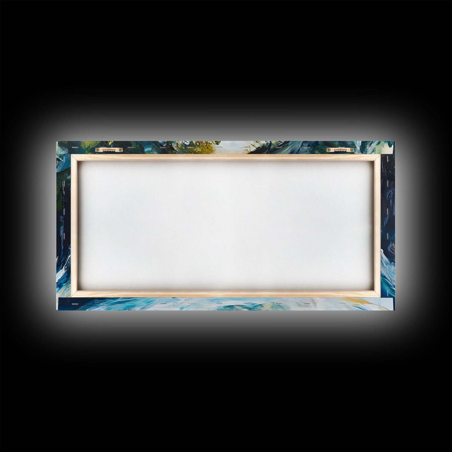 Ocean Cave, coastal landscape art, seascape painting, blue and green wall art, framed canvas print, extra wide art, beach painting