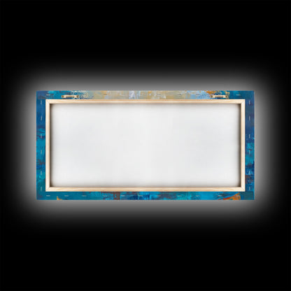 Golden Canoe, Framed Canvas Print, fisherman painting, lake Tahoe art, rustic decor, nautical decor, extra wide art, landscape painting