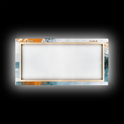 Palm Reflection, tropical coastal art, framed canvas print, coastal cowgirl wall art, panoramic painting, modern abstract art