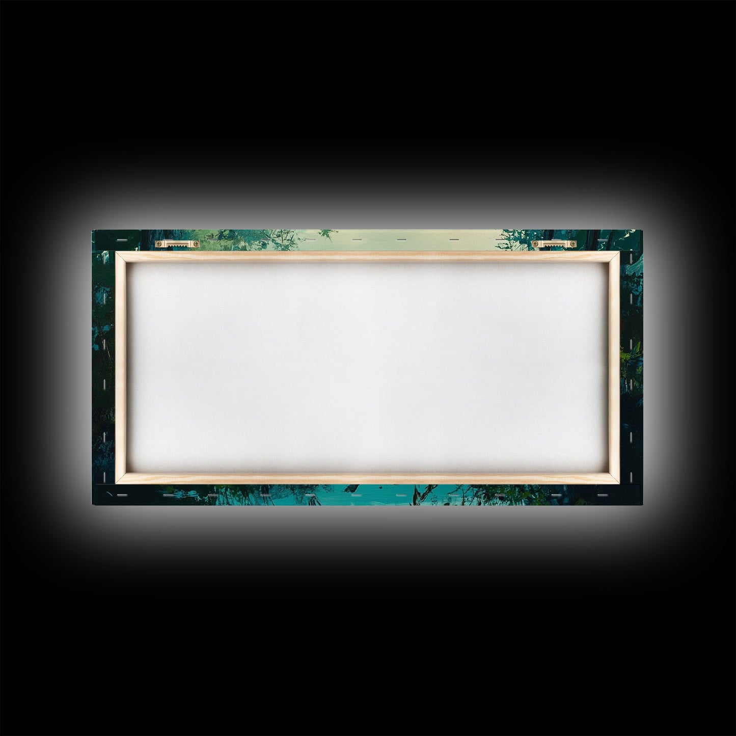 Tranquil lake, misty trees, landscape painting, extra wide art, wabi sabi art, minimalist art, framed canvas print, above couch art