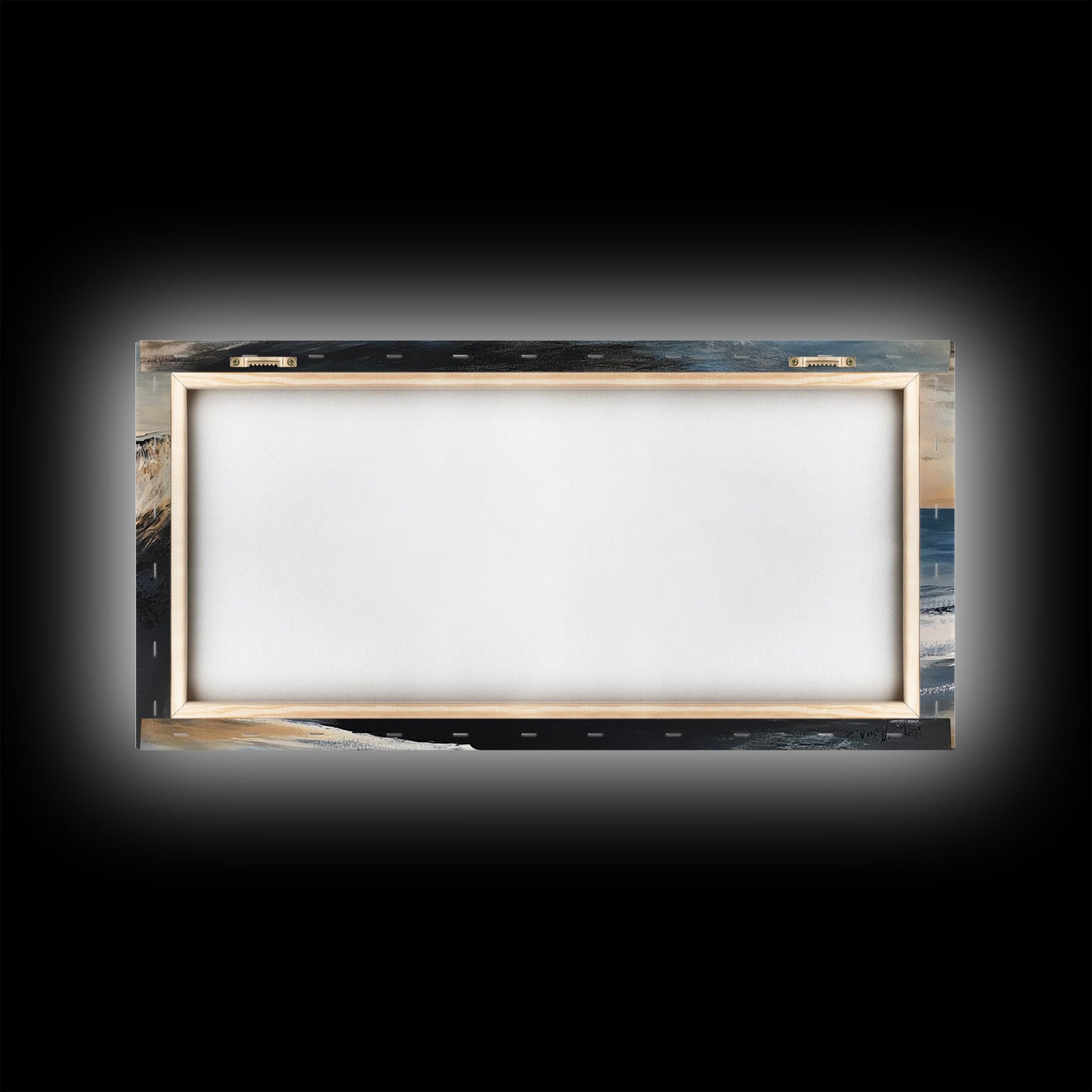 Moody beach, dark ocean, seascape painting, panoramic art, extra wide art, nautical painting, framed canvas print, above sofa art