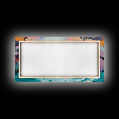 Sonnenuntergang in einer Küstenschlucht, Panoramagemälde, extra breites Kunstwerk, gerahmter Leinwanddruck, Seestück, Wandbild aus dem Südwesten