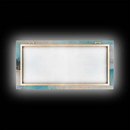 Ruhige Strandlandschaft, gerahmter Leinwanddruck, Küstenmalerei, Seestück, extra breites Kunstwerk, maritime Wandkunst, Schlafzimmerkunst