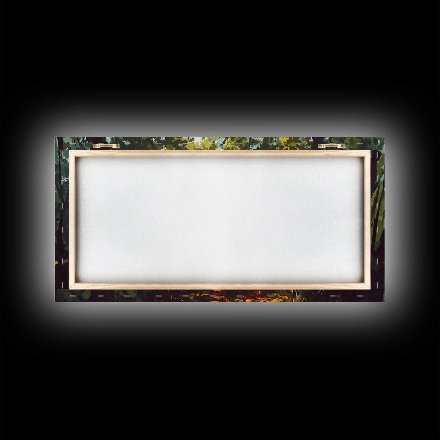 Forest Path, Sunlit Trees, Green Wall Art, Nature Landscape, Panoramic Painting, Rustic Wall Art, Framed Canvas Print