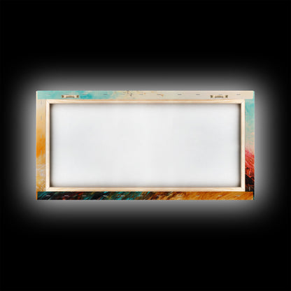 Windiger Herbst, gerahmter Leinwanddruck, Herbstwandbild, abstrakte Landschaft, extra breites Gemälde, Panoramabild, Herbstdekoration