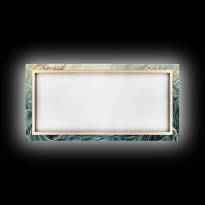 Green grass, warm light, Canvas Print, wabi sabi wall art, sage green wall art, botanical prints, extra wide art, minimalist art