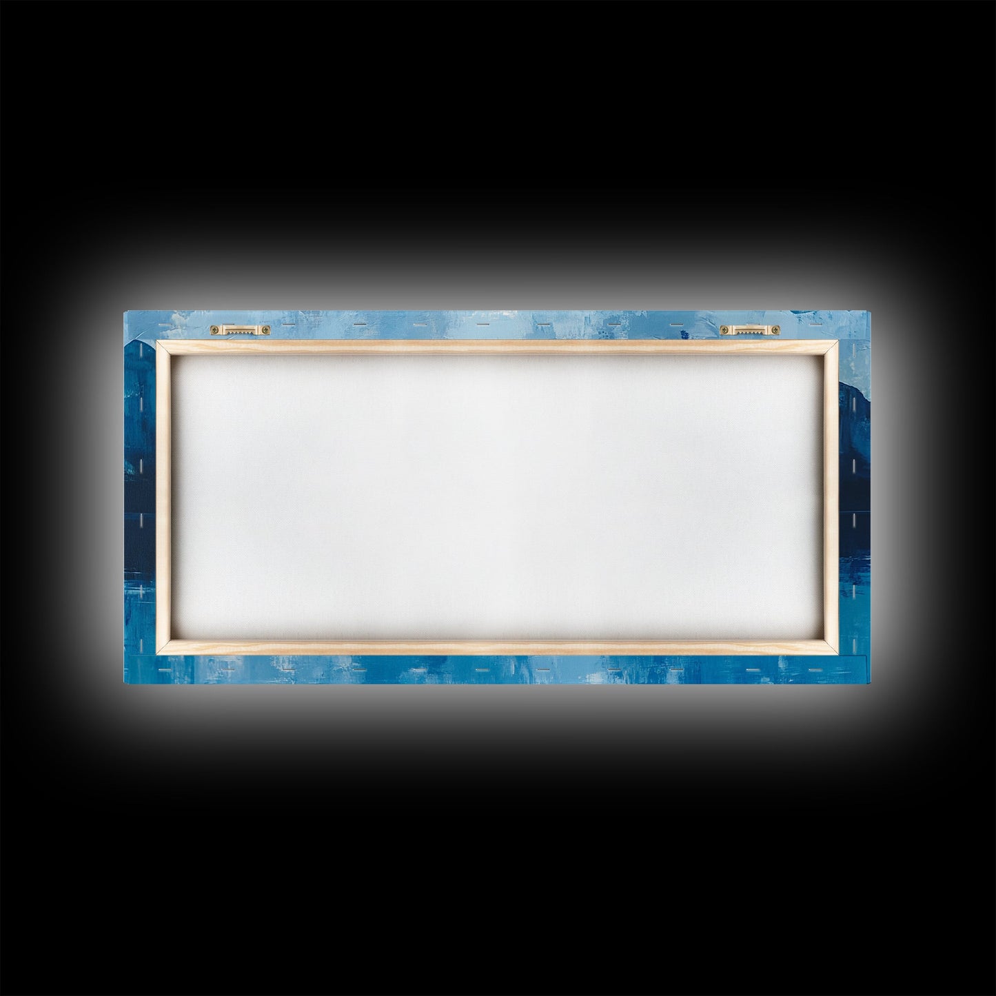 Fjord Painting, Blue and Green Wall Art, Lake Tahoe Art, Nautical Wall Art, Extra Wide Art, Panoramic Painting, Framed Canvas Print