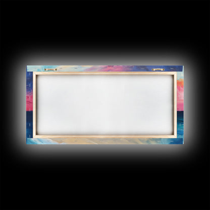 Sonnenuntergangs-Strandgemälde, Küstenlandschaftskunst, Maritime Dekoration, Surf-Wandkunst, Ozean-Sonnenuntergangskunst, Maritime Wandkunst, Leinwanddruck