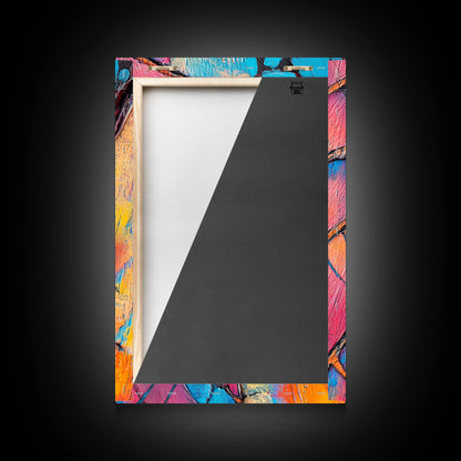 Abstract texture, pink abstract art, teal wall art, mosaic wall art, framed canvas print, geometric wall art, colorful home decor