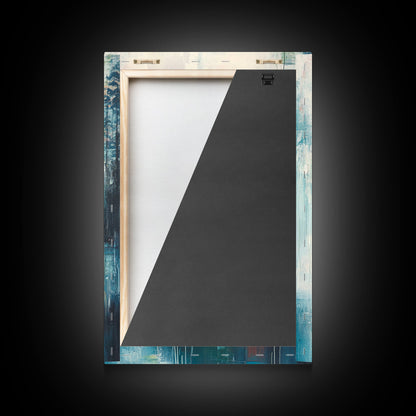 Floating House Painting, Lakefront Scene, Rustic Boat Art, Tranquil Landscape, Water Reflection Art, Framed Canvas Print