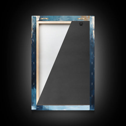 Abstract Glacier, wabi sabi art, zen wall art, blue and green wall art, minimalist art, Framed Canvas Print