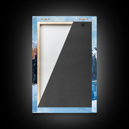 Snowy Mountain Lake, mountain painting, landscape painting, lake Tahoe art, extra wide art, panoramic art, Canvas Print