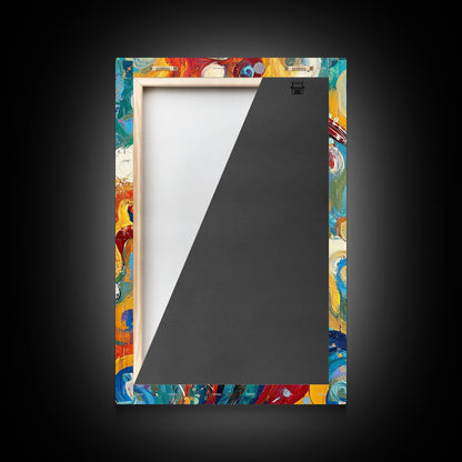 Abstract Jazz Musician Framed Canvas Print, Colorful Jazz Art, Music Wall Art, Living Room Art, Vibrant Musician Painting, Eclectic Art