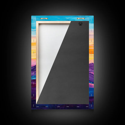 Sunset Horizon, Mountain Painting, Pink Orange Wall Art, Abstract Landscape Art, Canvas Print, Above Sofa Art, Bedroom Art