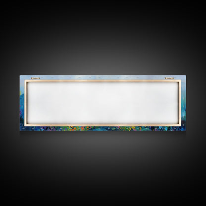 Alpine Sunrise Framed Canvas Print - Misty Mountain Wall Art, Nature Landscape Painting, Warm Toned Home Decor, Living Room Accent