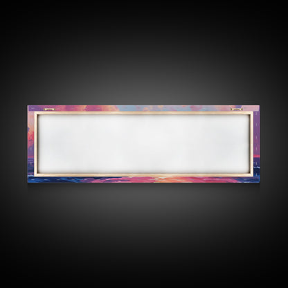 Pink Sunset, Romantic Ocean Painting, Vibrant Seascape Wall Art, Coastal Home Decor, Canvas Print, Dreamy Sky, Bedroom Artwork