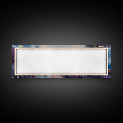 Rocky Shoreline Framed Canvas Print Vibrant Coastal Wall Art, Textured Ocean Scene, Sunset Beach Painting, Modern Boho Decor