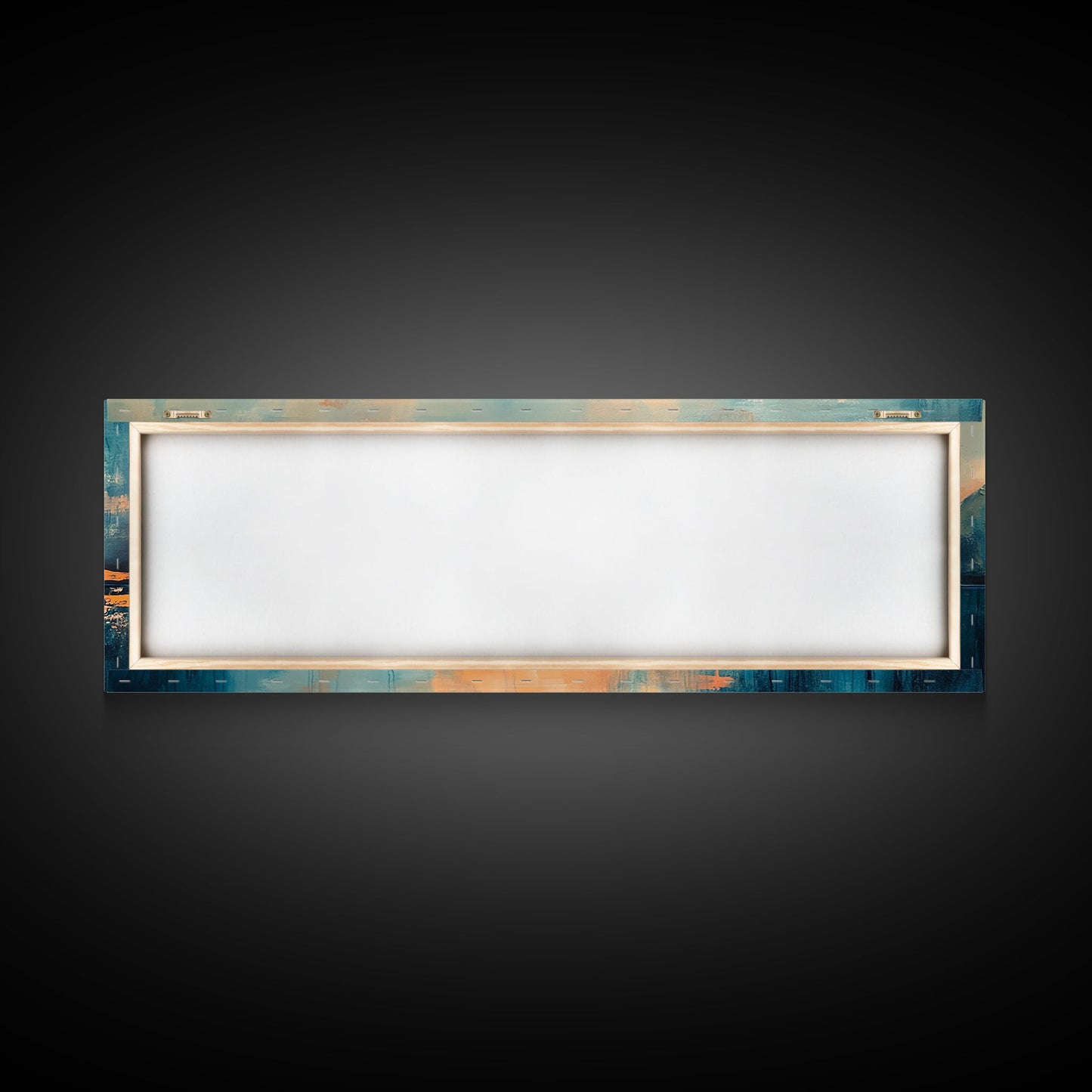 Mountain Reflections at Sunset Wall Art, Abstract Landscape Painting, Blue and Orange Artwork, Statement Piece, Office