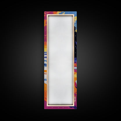 Beach Ball, Ocean Shore, Vibrant Sunset Art, Serene Seaside Print, Bold Beach House Decor, Relaxing Wall Aesthetic, Framed Canvas Print