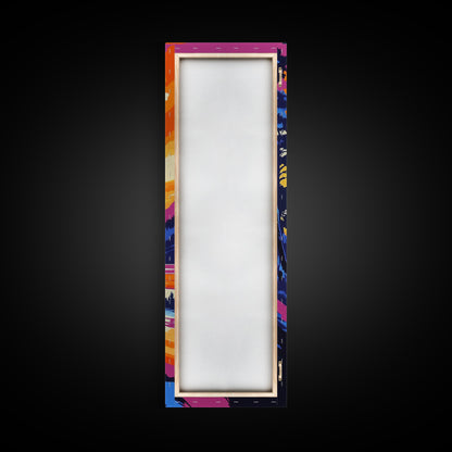 Sunset Shore, Ocean Beach, Coastal Art, Framed Canvas Print, Vibrant Landscape, Boho Wall Art, Bathroom Decor, Nautical Artwork