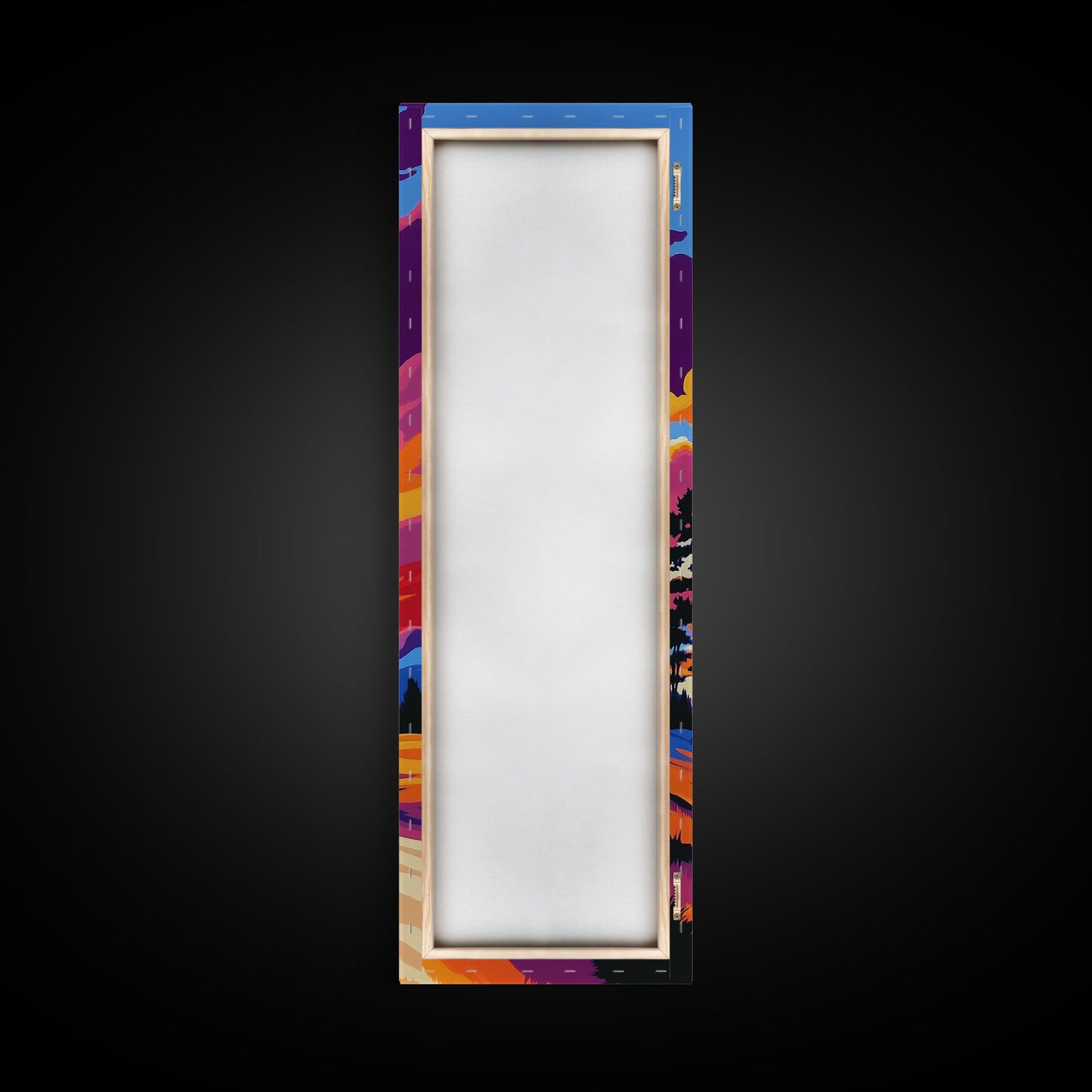 Golden River, Sunset Meadow, Vibrant Sky, Nature Wall Art, Framed Canvas Print, Boho Home Decor, Peaceful Landscape Aesthetic