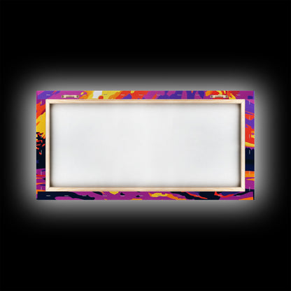 Campfire Blaze, Night Sky Glow, Framed Canvas Print, Cozy Cabin Wall Art, Rustic Living Room, Adventure Decor, Warm Autumn Colors