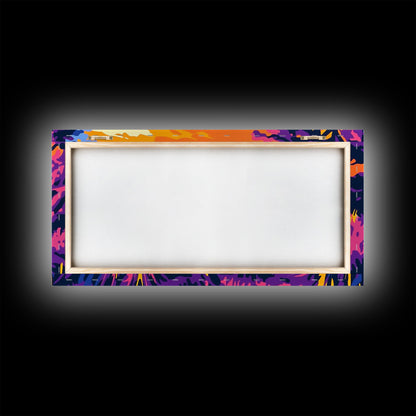 Forest Lake, Autumn Sunset, Vibrant Nature Scene, Rustic Cabin Wall Art, Cozy Home Aesthetic, Framed Canvas Print