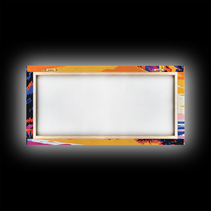 Meeresklippen, Küsten-Sonnenuntergangskunst, Lebendiges Meereslandschaftsgemälde, Strandwanddekoration, Gerahmter Leinwanddruck, Maritime Wohngestaltung, Bürokunst