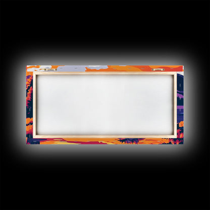 Mountain Lake, Sunset Wall Art, Nature Scene, Vibrant Colors, Rustic Decor, Modern Wilderness, Living Room, Canvas Print