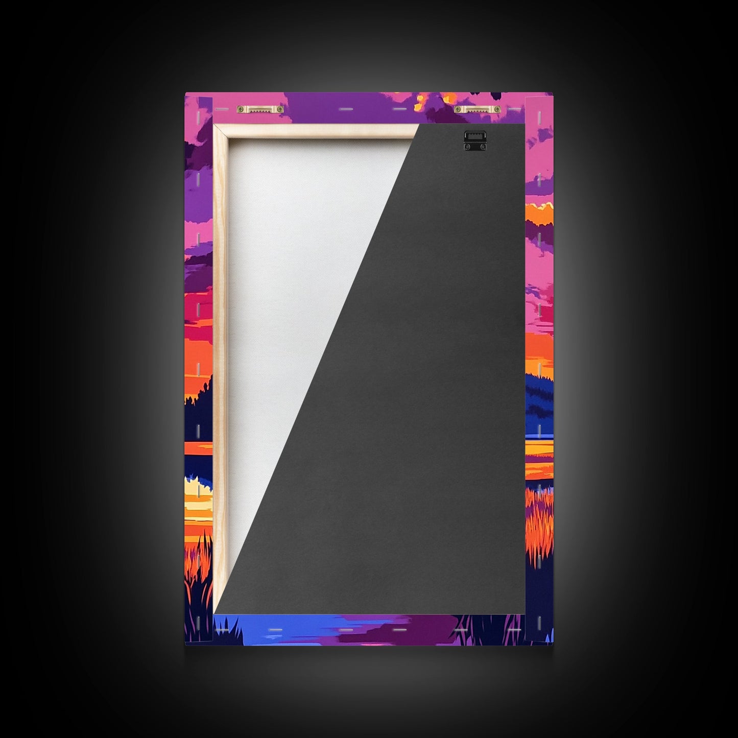 Sonnenuntergangsspiegelung, lebendige Naturkunst, Herbstlandschaft, malerische Wanddekoration, gerahmter Leinwanddruck, Wandbild fürs Wohnzimmer, Boho-Kunst