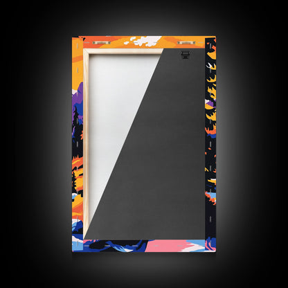 Snowy Peaks, Majestic Mountains, Wilderness Landscape, Cabin Aesthetic, Cozy Decor, Adventure Theme, Living Room, Canvas Print, Bold Colors