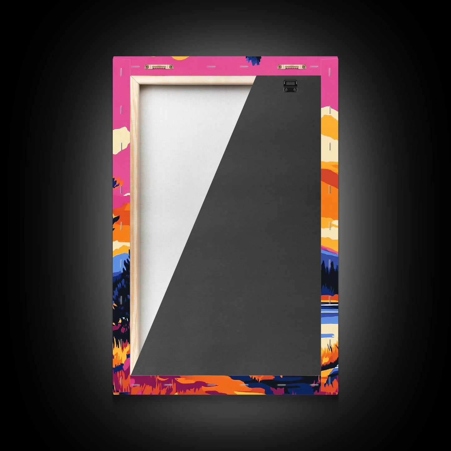 Lone Tree, Mountain Landscape, Vibrant Nature Art, Sunset Painting, Framed Canvas Print, Wilderness Decor, Autumn Wall Art, Office Decor