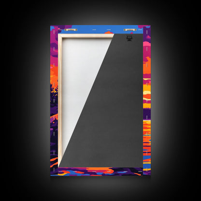 Leuchtturm, Sonnenuntergang, Küste, Meereslandschaft, gerahmter Leinwanddruck, nautische Dekoration, Wandbild fürs Strandhaus, lebendiges Ozeangemälde, Wohnzimmerkunst