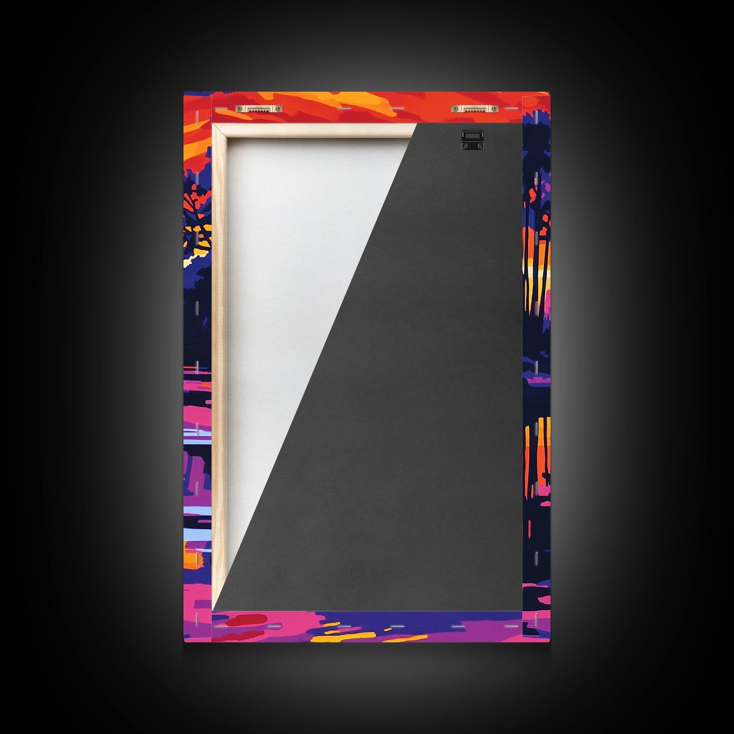 River Sunset, Nature Reflection, Forest Landscape, Peaceful Water, Framed Canvas Print, Boho Art, Rustic Wall Art, Bedroom Decor