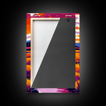 River Landscape Painting, Autumn Wall Art, Nature Inspired Print, Warm Color Palette, Framed Canvas Print, Cozy Living Room Decor