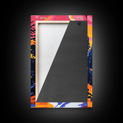 Mountain View Art, Nature Painting, Colorful Scenic Decor, Alpine Sunset, Wilderness Print, Framed Canvas Print, Office Wall Art